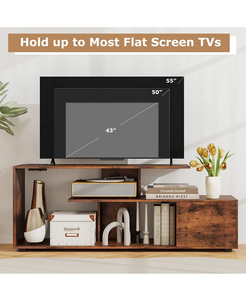 Sugift 60 in Entertainment Center Tv Stand with Built In Power Outlet