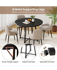 Sugift 47 in Round Dining Table for Four to Six with Cross Base