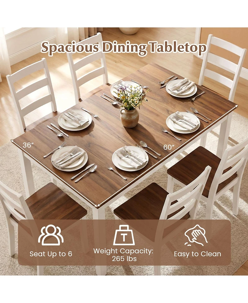 Sugift 60 in Rectangular Dining Table with Solid Wood Legs