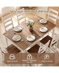 Sugift 60 in Rectangular Dining Table with Solid Wood Legs
