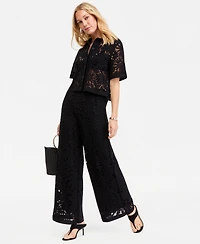 I.n.c. International Concepts Women's Cotton Crochet Wide-Leg Pants, Macy's Exclusive