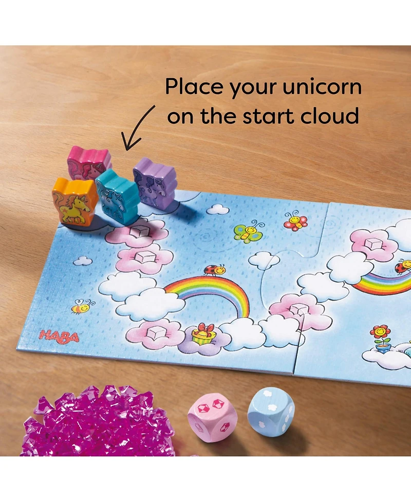 Haba Unicorn Glitterluck Cloud Crystals - A Sparkling Dice Games Competition, Children's Games and Unicorn Gifts for Ages 3+