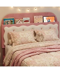 gaomon Twin Bed Frames, Velvet Upholstered Platform Bed with Biscuit Tufted Storage Headboard, Drawer, Sturdy Wood Slats, No Box Spring Needed, Easy