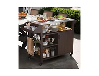 Slickblue Outdoor Grill Cart with Storage Cabinet and Shelves
