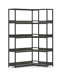Slickblue 5-Tier L-Shaped Corner Bookshelf with Metal Frame