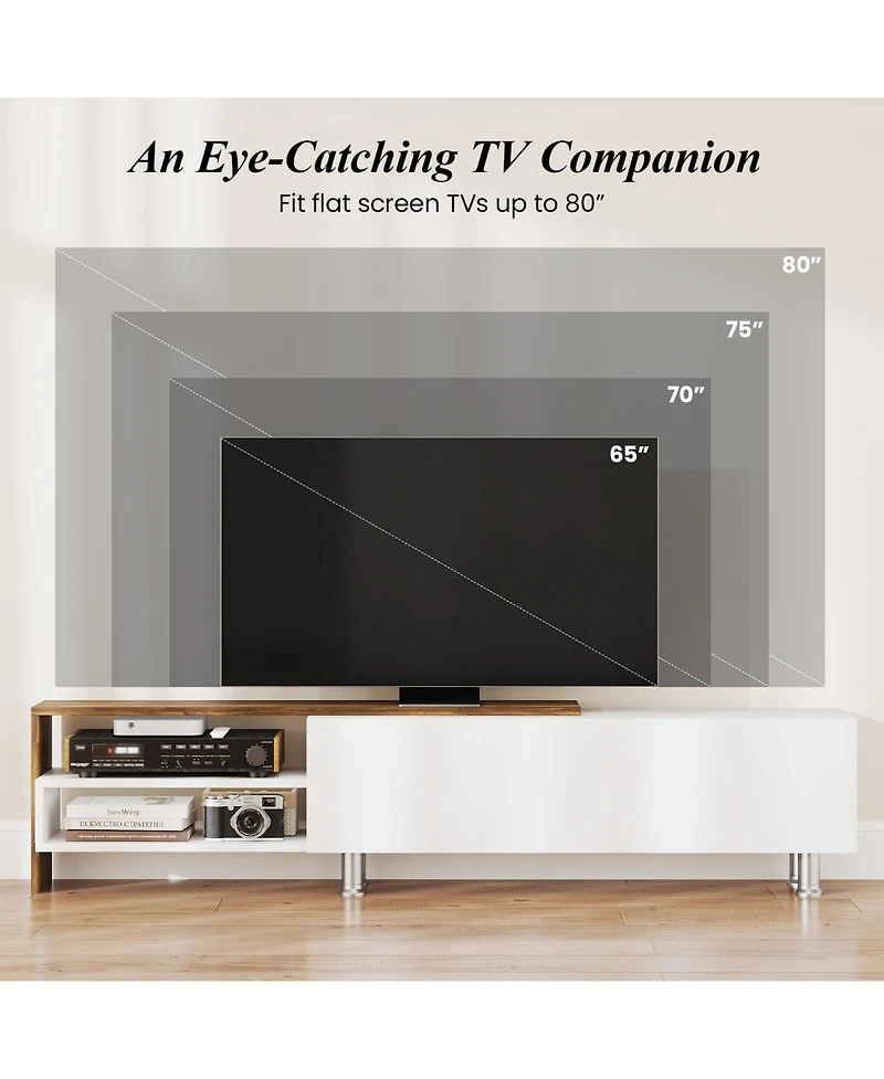 Sugift Farmhouse Tv Stand for TVs up to 80 in with Cabinets