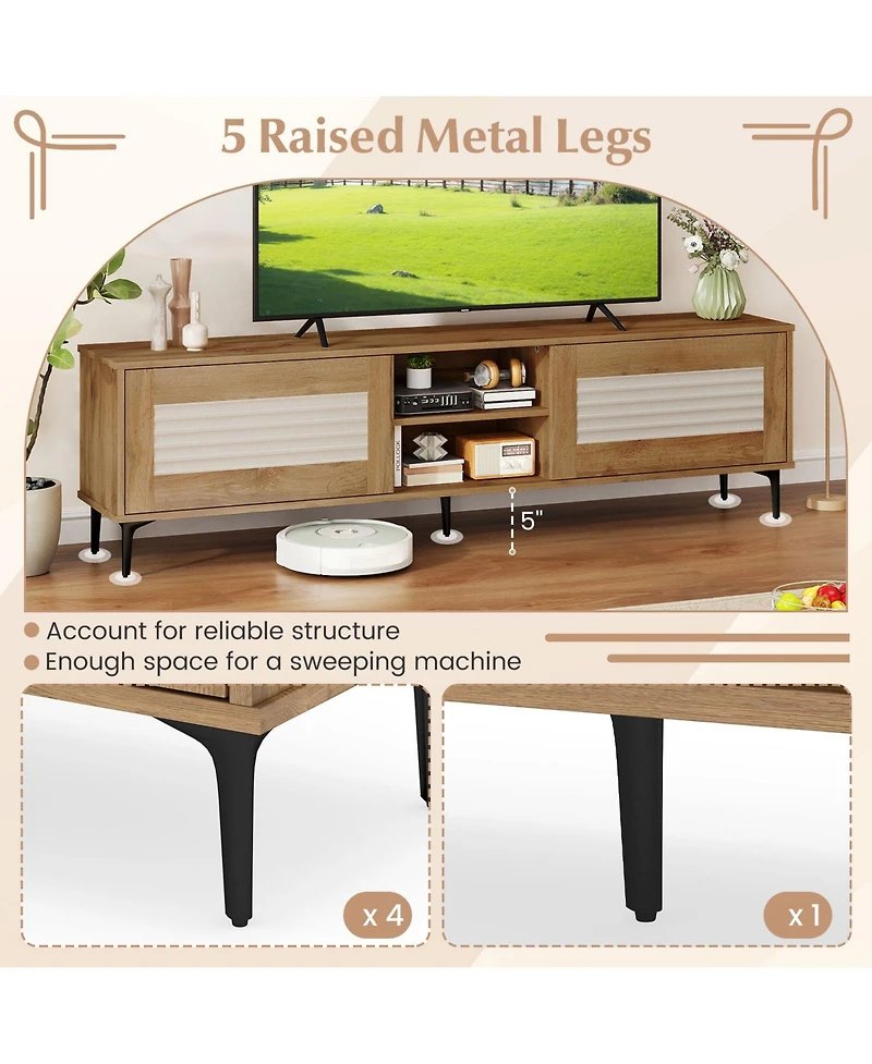 Sugift Tv Stand for TVs up to 70 in with Fluted Front Design