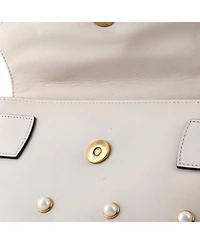 Pre-Owned Gucci Mini Broadway Pearly Bee Shoulder Bag Embellished Leather