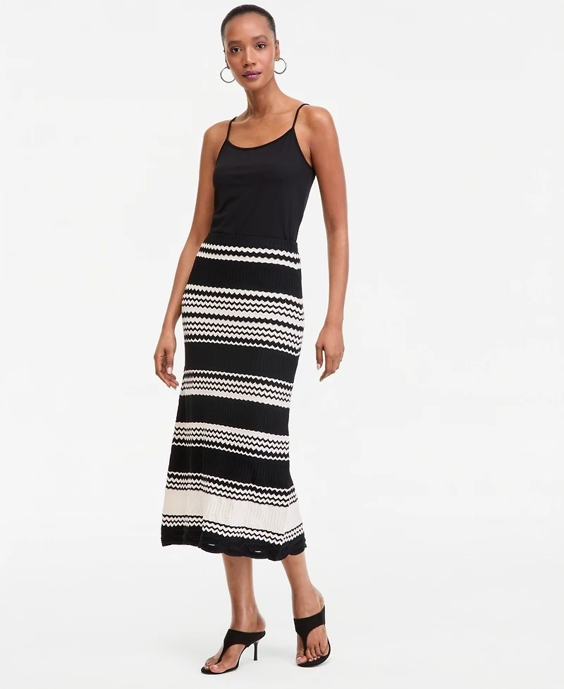 I.n.c. International Concepts Women's Stripe Crochet Midi Skirt, Macy's Exclusive