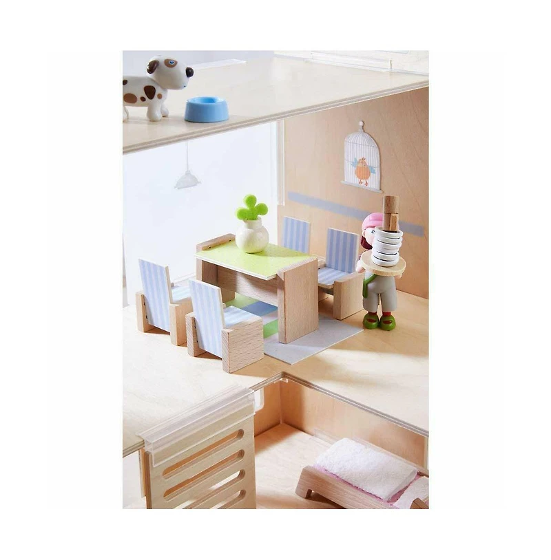 Haba Little Friends Dining Room - Wooden Dollhouse Furniture for 4" Bendy Dolls
