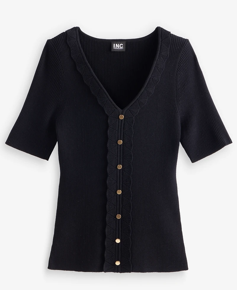I.n.c. International Concepts Women's Short Sleeve V-Neck Cardigan