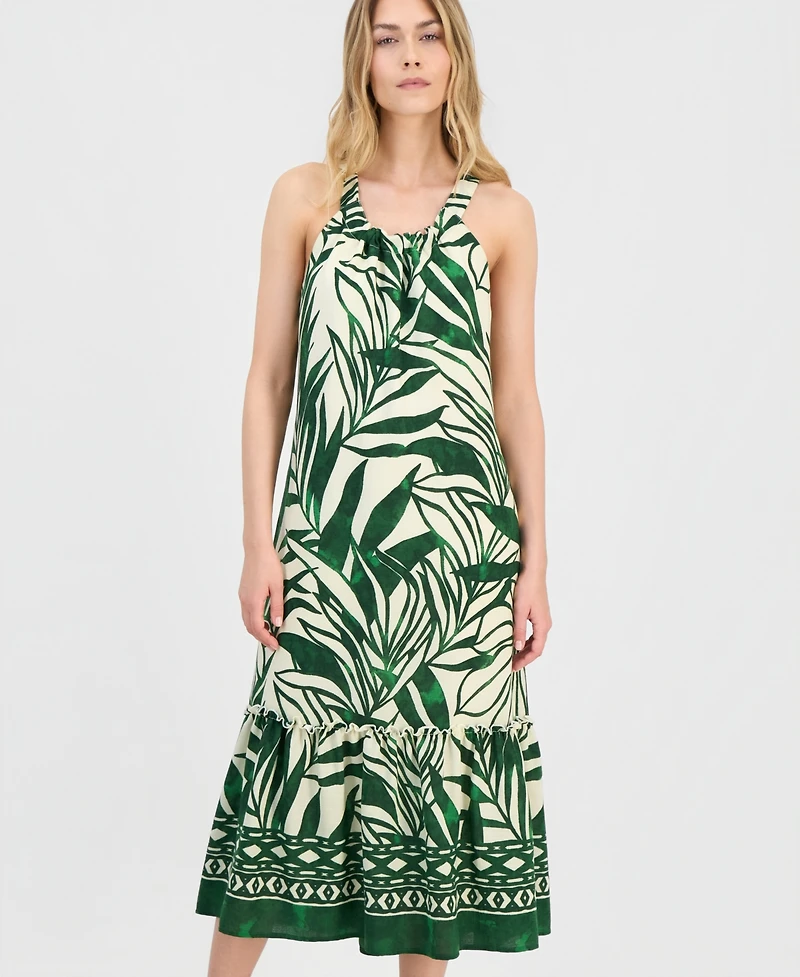 Sanda Darren Petite Sleeveless Border-Print Midi Dress
