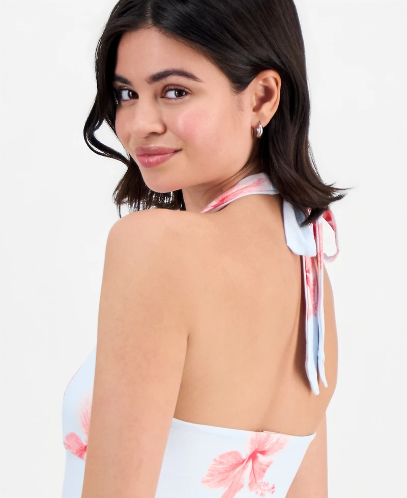 Derek Heart Juniors' Beaded Printed Halter Top