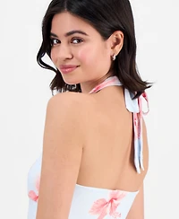 Derek Heart Juniors' Beaded Printed Halter Top