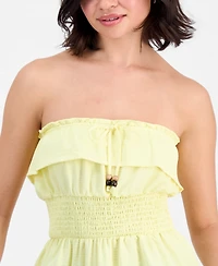 Derek Heart Juniors' Overlay Smocked Strapless Top