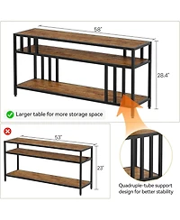 gaomon 58" Tv Stand for TVs up to 65", Entertainment Console with Storage Shelves, Quadruple-Tube Support, Living Room