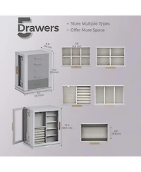 YIGII360degree(s) Rotating Jewelry Organizer 5 Drawers Glass Window Dustproof Moisture Resistant