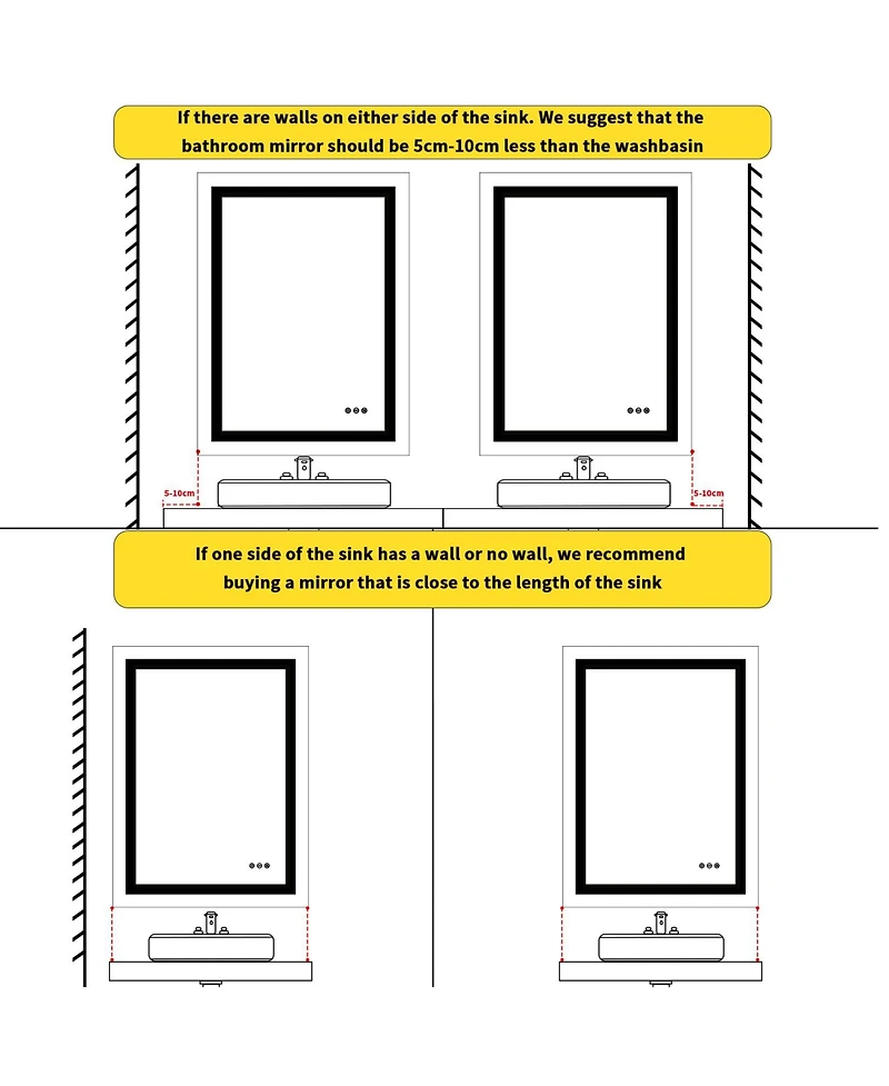 Luvodi Led Bathroom Mirror with Gold Frame 3 Color Temperature Anti-Fog