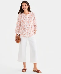Style & Co Women's Cotton Button-Front 3/4-Sleeve Top, Macy's Exclusive