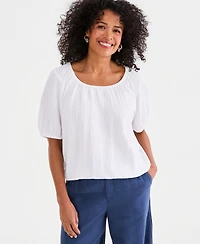 Style & Co Women's Cotton Gauze Bubble Top, Macy's Exclusive