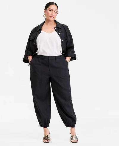 I.n.c. International Concepts Plus High Rise Balloon-Leg Pants, Macy's Exclusive
