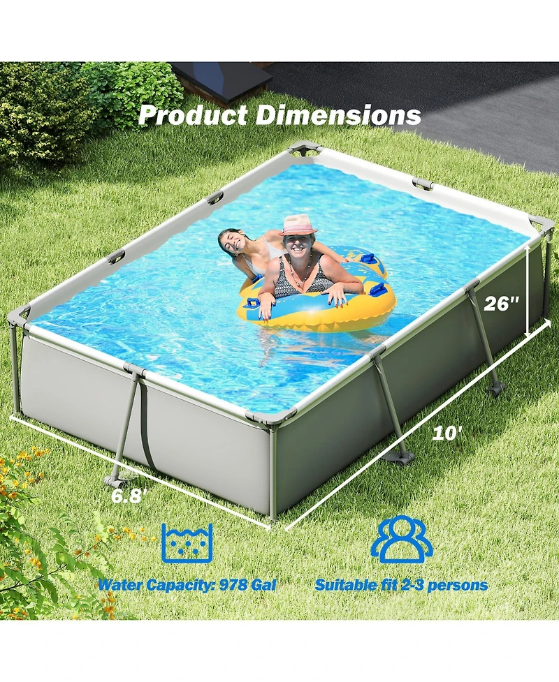 Sugift Above Ground Family Swimming Pool with Metal Frame 10 ft