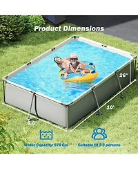 Sugift Above Ground Family Swimming Pool with Metal Frame 10 ft