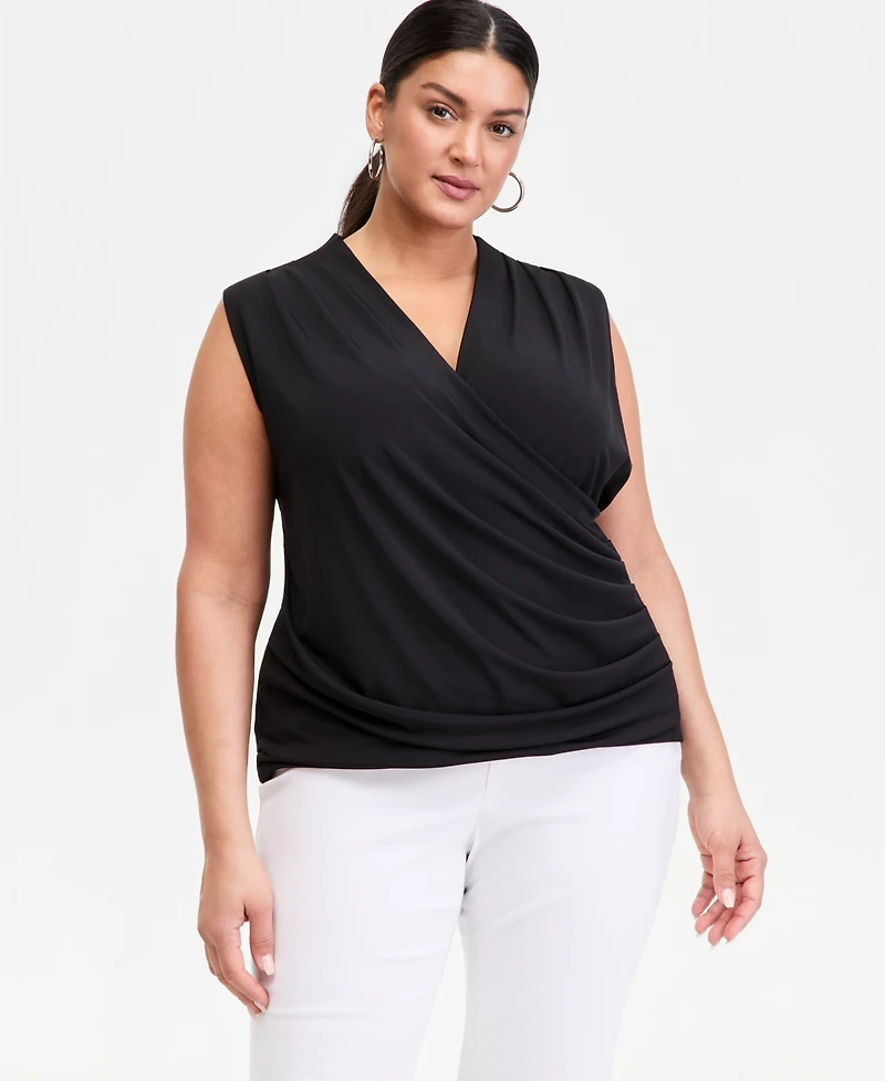 I.n.c. International Concepts Plus Sleeveless Draped Top, Macy's Exclusive