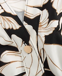 I.n.c. International Concepts Plus Printed Split-Neck Long-Sleeve Top
