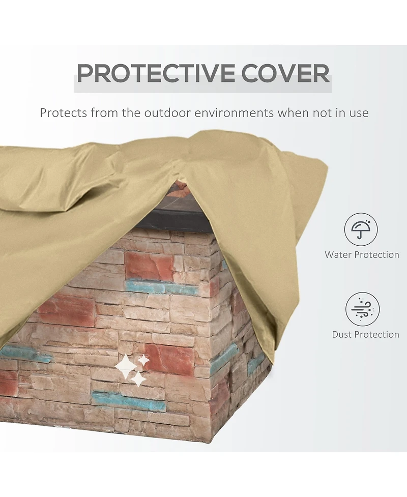 Outsunny 32" Square Propane Gas Fire Pit Table w/ Cover and Lava Rocks,