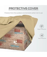 Outsunny 32" Square Propane Gas Fire Pit Table w/ Cover and Lava Rocks,