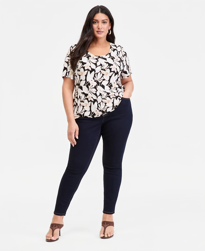 I.n.c. International Concepts Plus Printed Short-Sleeve Top, Macy's Exclusive