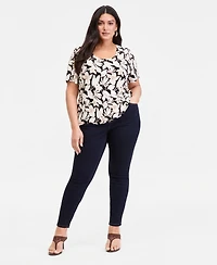 I.n.c. International Concepts Plus Printed Short-Sleeve Top, Macy's Exclusive