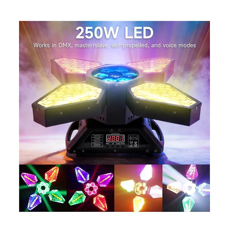 Artudatech 4 Arms Bee Eye Zoom Stage Light, 250W Rgbw Beam with DMX512