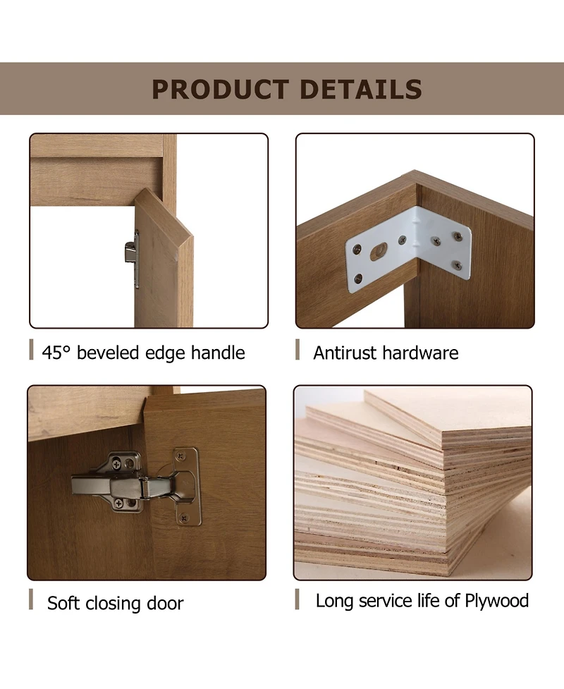Busdays Soft Close Doors Bathroom Vanity With Sink,16 Inch For Small Bathroom