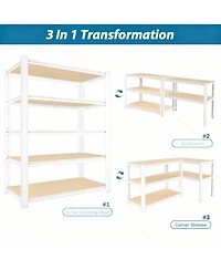 Yigii Adjustable 5-Tier Metal Connector Shelving - Heavy Duty, Boltless, for Kitchen, Pantry, Garage