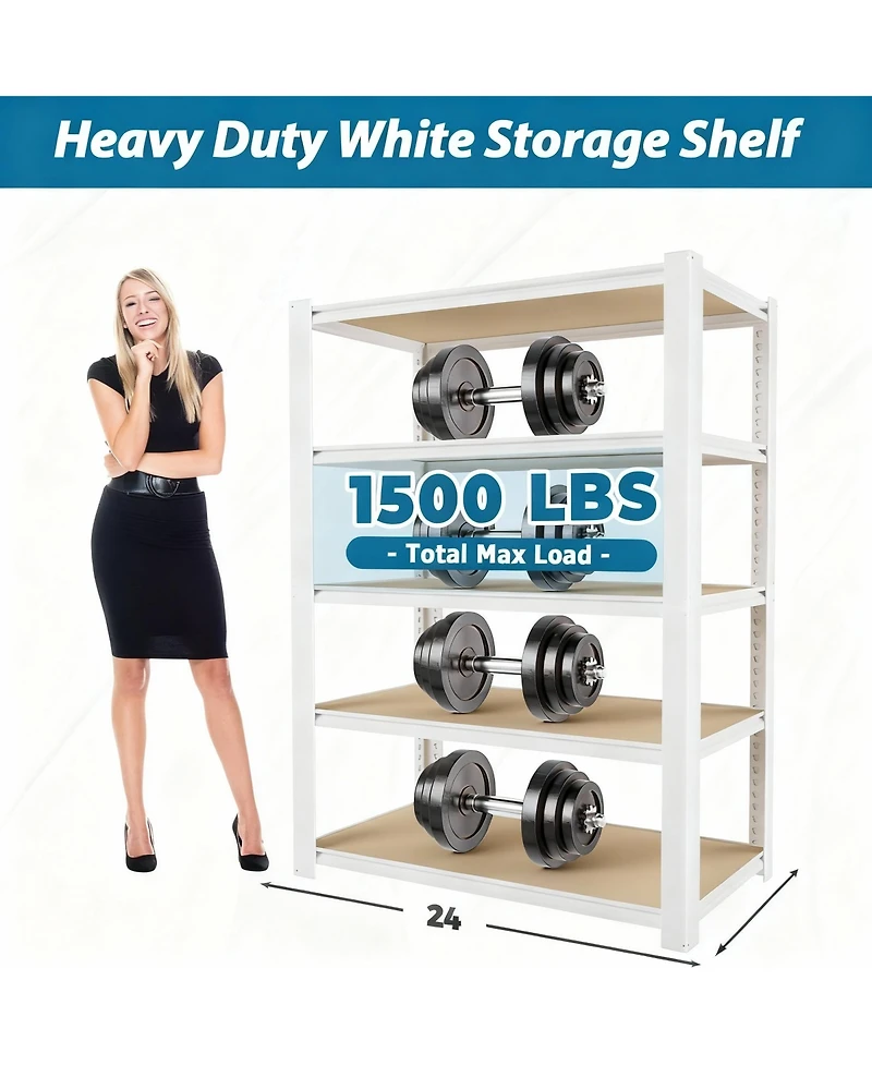 Yigii Adjustable 5-Tier Metal Connector Shelving - Heavy Duty, Boltless, for Kitchen, Pantry, Garage