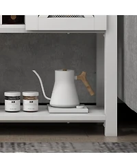 gaomon Farmhouse Coffee Bar Cabinet, Sliding Barn Door, Wine Storage, Stemware Rack, Buffets for Kitchen, Dining, Living Room