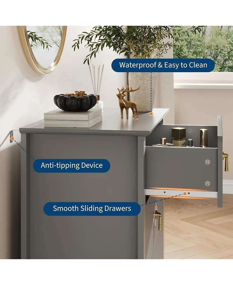 gaomon 27.5" Modern Nightstand with 3 Drawers, Strong Wood Bedside Table, Metal Handle, Anti-Tip, Bedroom or Living Room