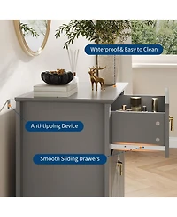 gaomon 27.5" Modern Nightstand with 3 Drawers, Strong Wood Bedside Table, Metal Handle, Anti-Tip, Bedroom or Living Room