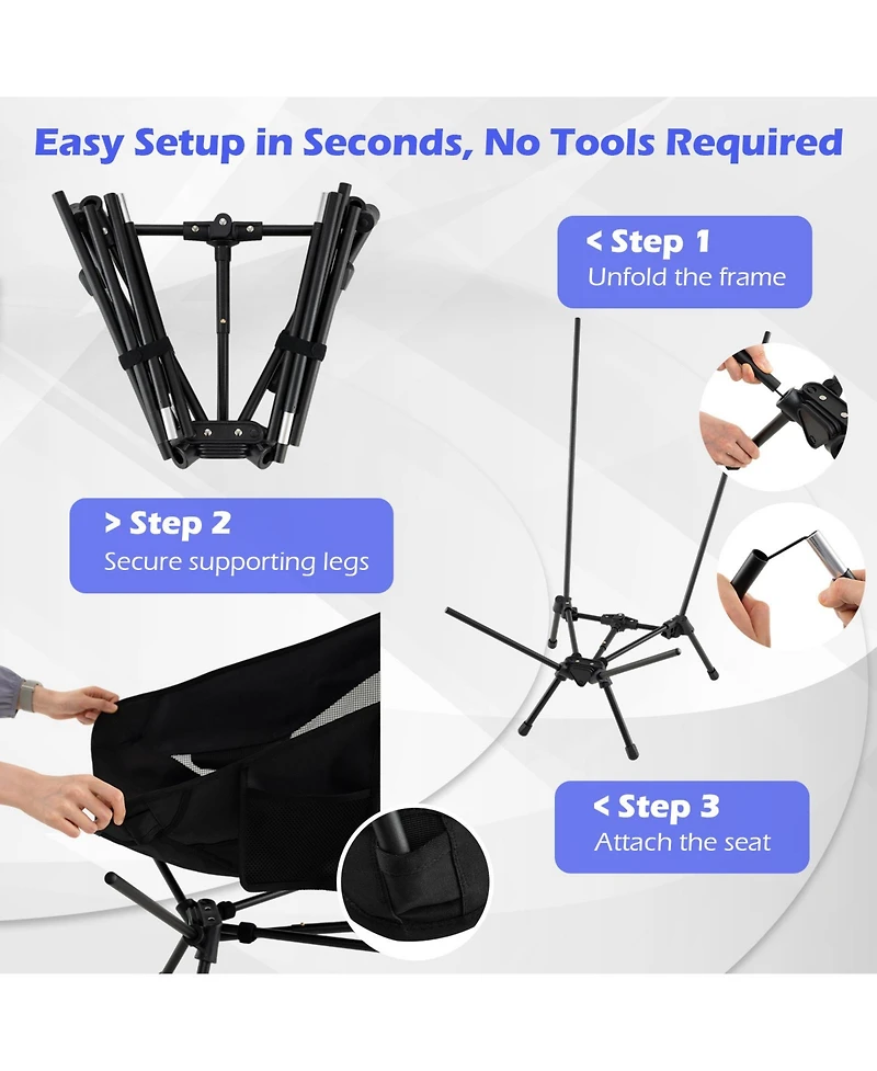 Sugift High Back Portable Camping Chair with Carry Bag and Pillow