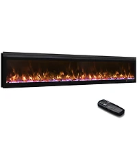 Mondawe 72" Linear Recessed-in Electric Fireplace with Remote Control, Adjustable Heat and Timer