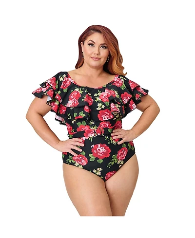 Unique Vintage Plus Off Shoulder Nantucket Swimsuit