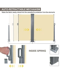 Outsunny Double Retractable Patio Side Awning w/ Uv-Resist Screen,