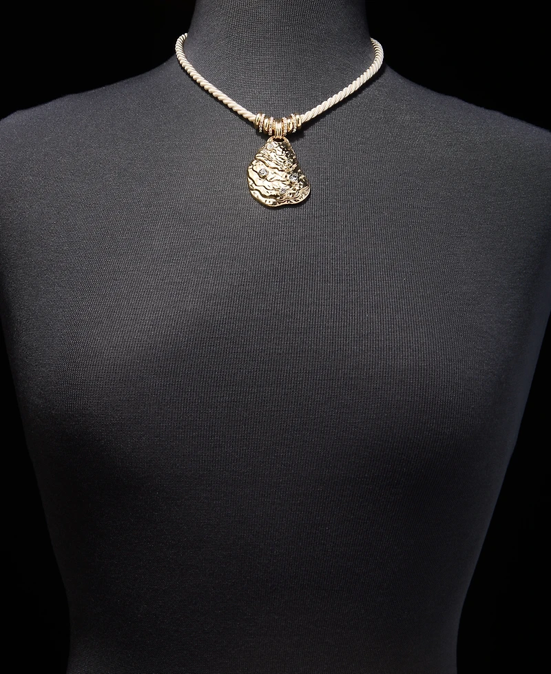 lonna & lilly Pave Oyster Shell Pendant Necklace, 16" + 3" extender