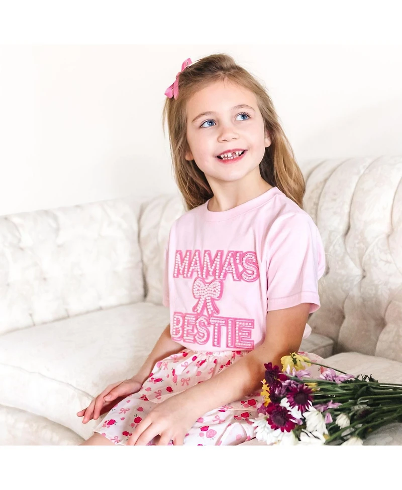 Sweet Wink Baby Girls Mama's Bestie Pearl Patch Short Sleeve T-Shirt