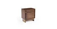 Flynama Elegant Modern Wooden Nightstand with 1 Drawers Walnut Finish Bedside Table for Bedroom Living Room