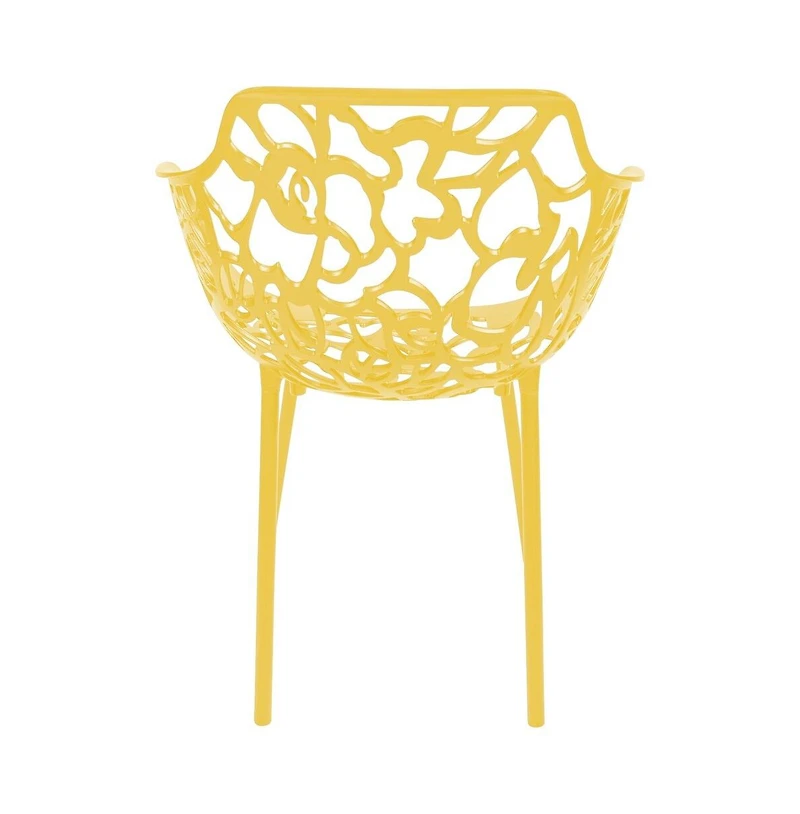 LeisureMod Devon Patio Dining Arm-Chair Set of 2 Aluminum Stackable Design Side Chair, Weather Resistant Metal Chair, Uv Protected