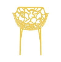 LeisureMod Devon Patio Dining Arm-Chair Set of 2 Aluminum Stackable Design Side Chair, Weather Resistant Metal Chair, Uv Protected