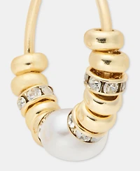 lonna & lilly Pave Bead & Imitation Pearl Hoop Earrings